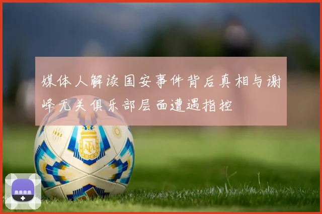 媒体人解读国安事件背后真相与谢峰无关俱乐部层面遭遇指控